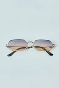 Transparante zonnebril met paars-beige gradient glazen voor heren-minimalistisch design